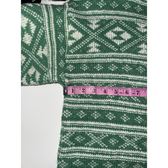 American Eagle Green Fair Isle Sweater Crewneck Snowdrift Warm Cozy Large St Pat - Picture 6 of 15